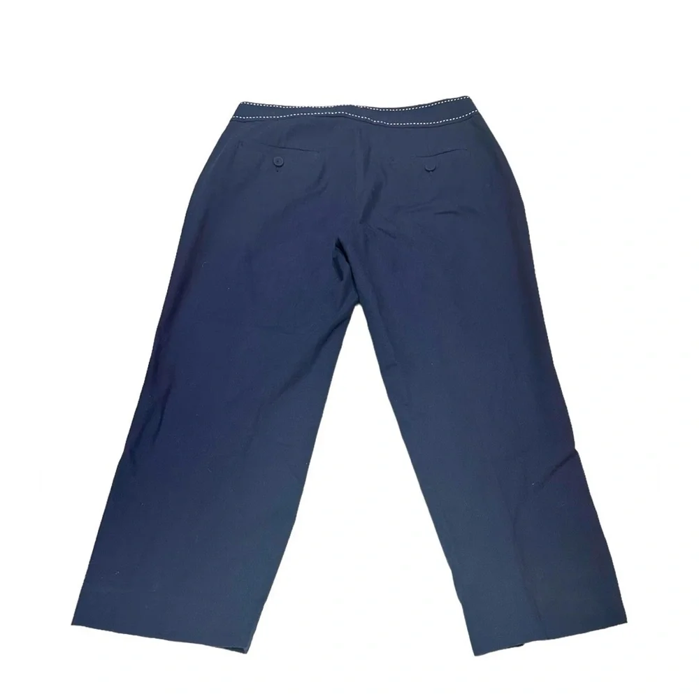 Talbots Heritage Navy Blue Cropped Pants White Stitch Detail Size 8